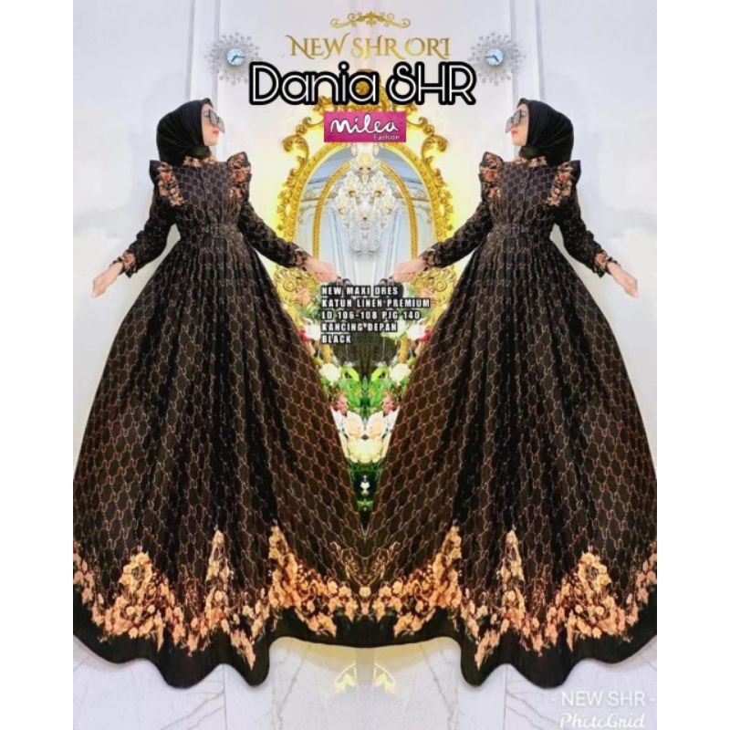 NEW ORIGINAL SHR 2024/DANIA SHR ORI/GAMIS WANITA/MAXI DRESS SHR/GAMIS KATUN LINEN/GAMIS LEBARAN WANI