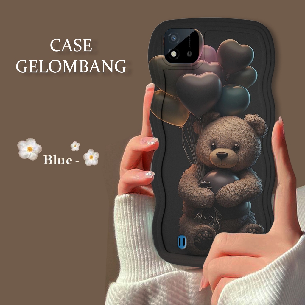 Soft Case GELOMBANG Hp Realme C11 2021 - Realme C11 2021 - Case Pro Camera - Fashion Case Motif Bear