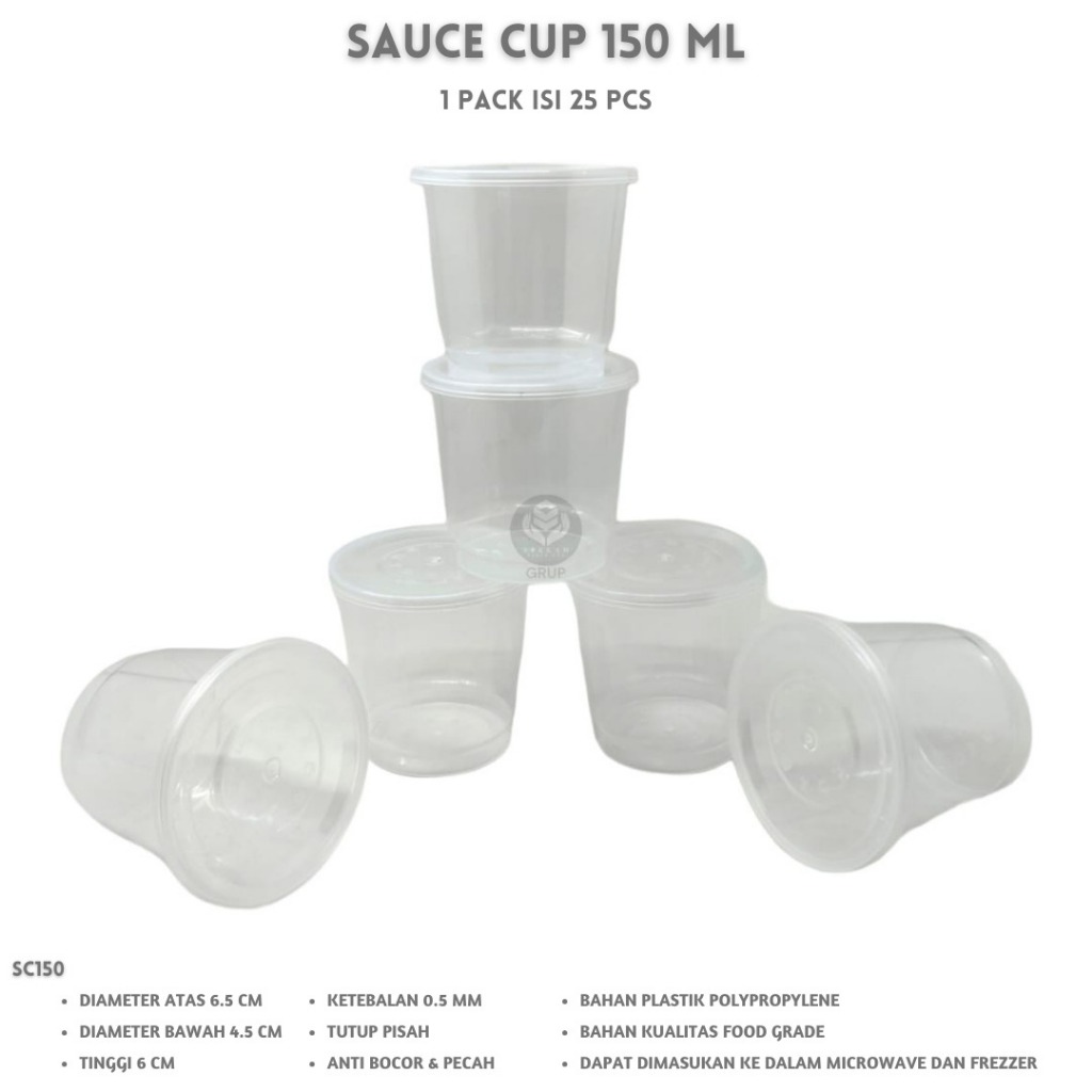 Sauce cup 150 Ml Thinwall Sauce Cup 150 Ml Sambel (Isi 25 Pcs-SC150)