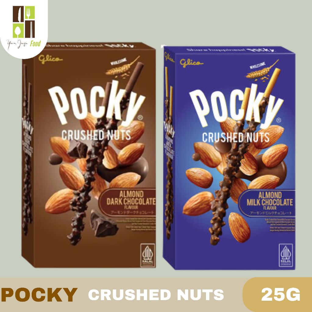 

Pocky Crushed Nuts Almond Rasa Almond dark & Almond milk / biscuit stik 25g