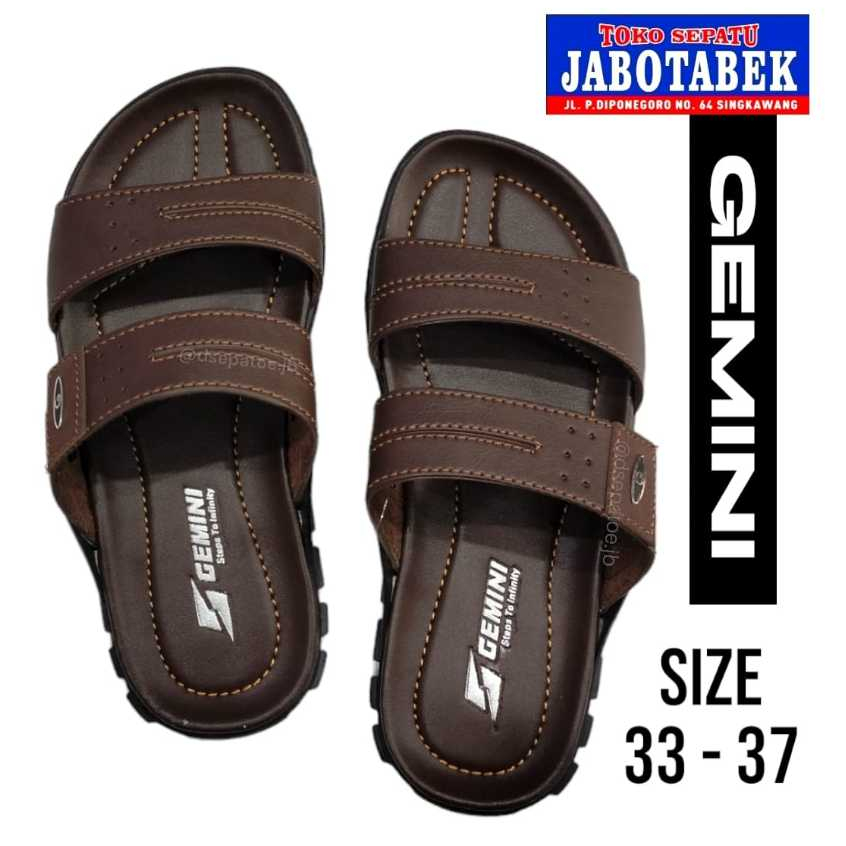 [COD] SANDAL SELOP CASUAL ANAK COWOK GEMINI WARNA COKLAT SIMPLE POLOS SIZE 33 34 35 36 37 / SANDAL K