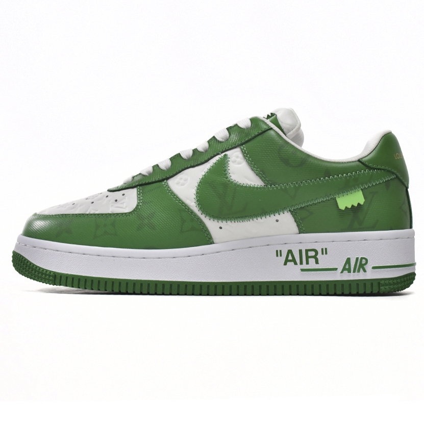 Sepatu NIKE LV joint air force Louis Vuitton Nike Air Force 1 Air Force berwarna putih dan hijau