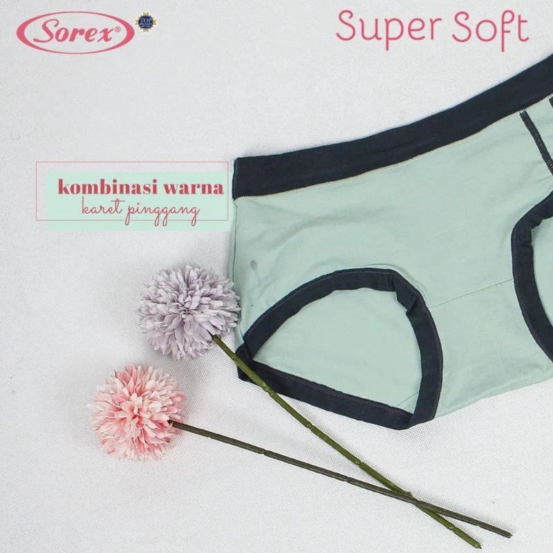 6pc sorex - celana dalam wanita sorex 1255 super soft / cd sorex 1255 kombinasi cuting midi / CD