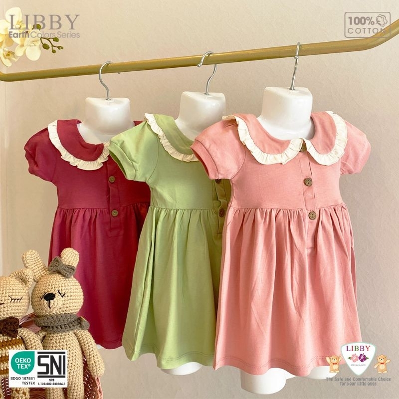 Libby Jollie Dress  Dres Bayi Anak Perempuan Girl Daster Baju Terusan Rok Premium Cute Lucu Unik Bah