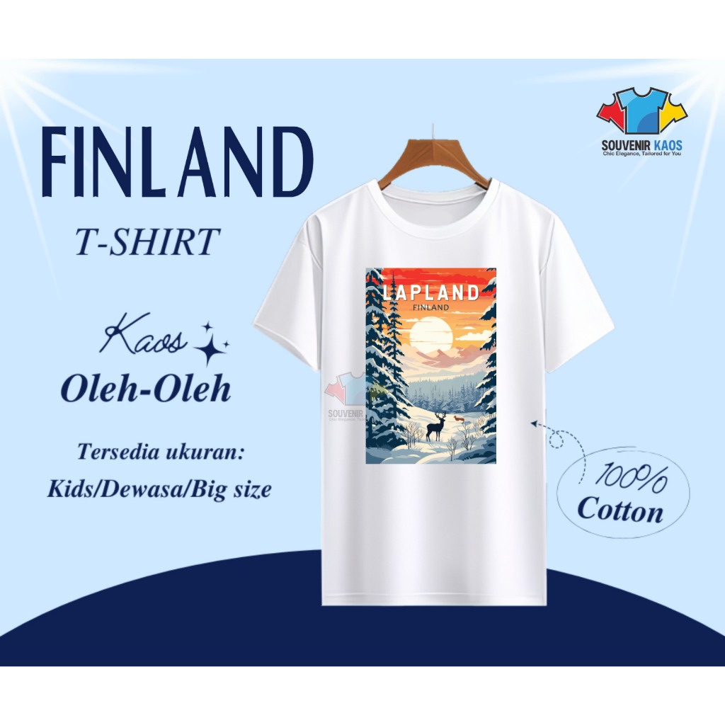 KAOS SOUVENIR FINLANDIA, KAOS OLEH - OLEH KHAS FINLANDIA BANYAK PILIHAN GAMBAR