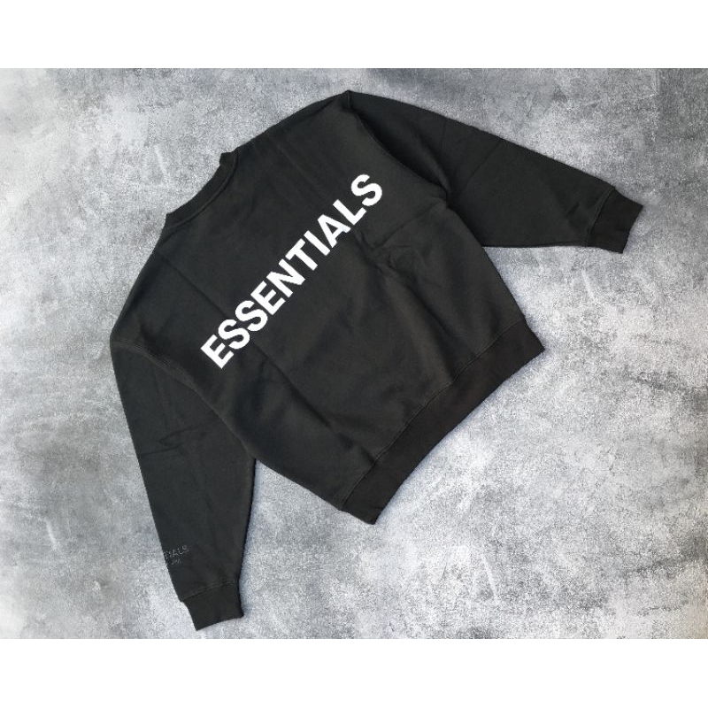 FOG Fear Of God Essentials Crew Neck Sweatshirt Black (L)