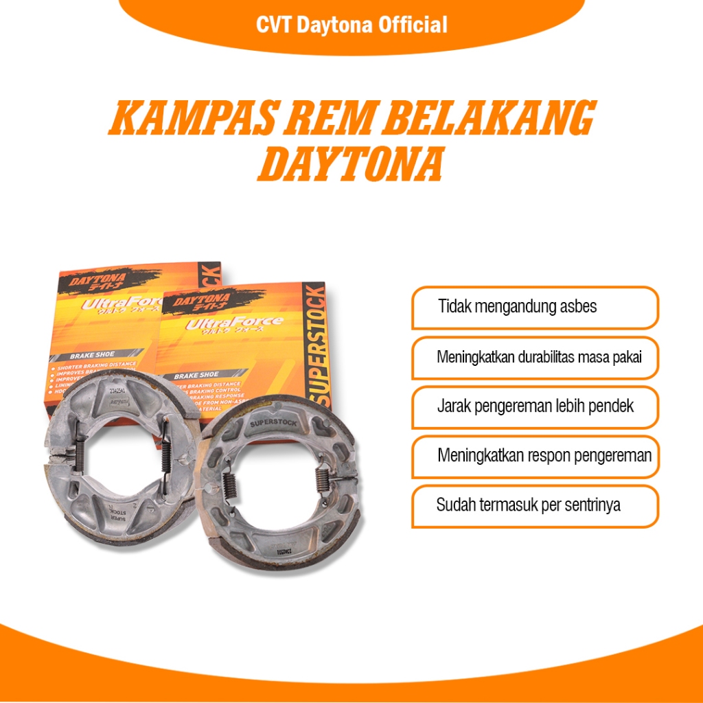 Kampas Rem Belakang Daytona Beat Scoopy Vario 125/150 PCX 150 (CBU) Karisma Supra X 125 Blade Fi Rev