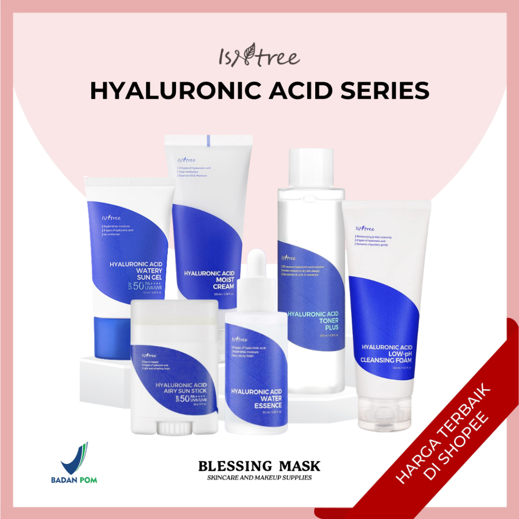 Isntree Hyaluronic Acid Toner Plus | Low-pH Cleansing Foam | Water Essence | Moist Cream | Watery Su