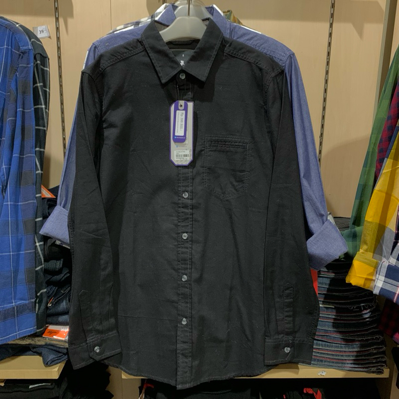 Kemeja Hitam Polos Lois KLK403L Original Lengan Panjang