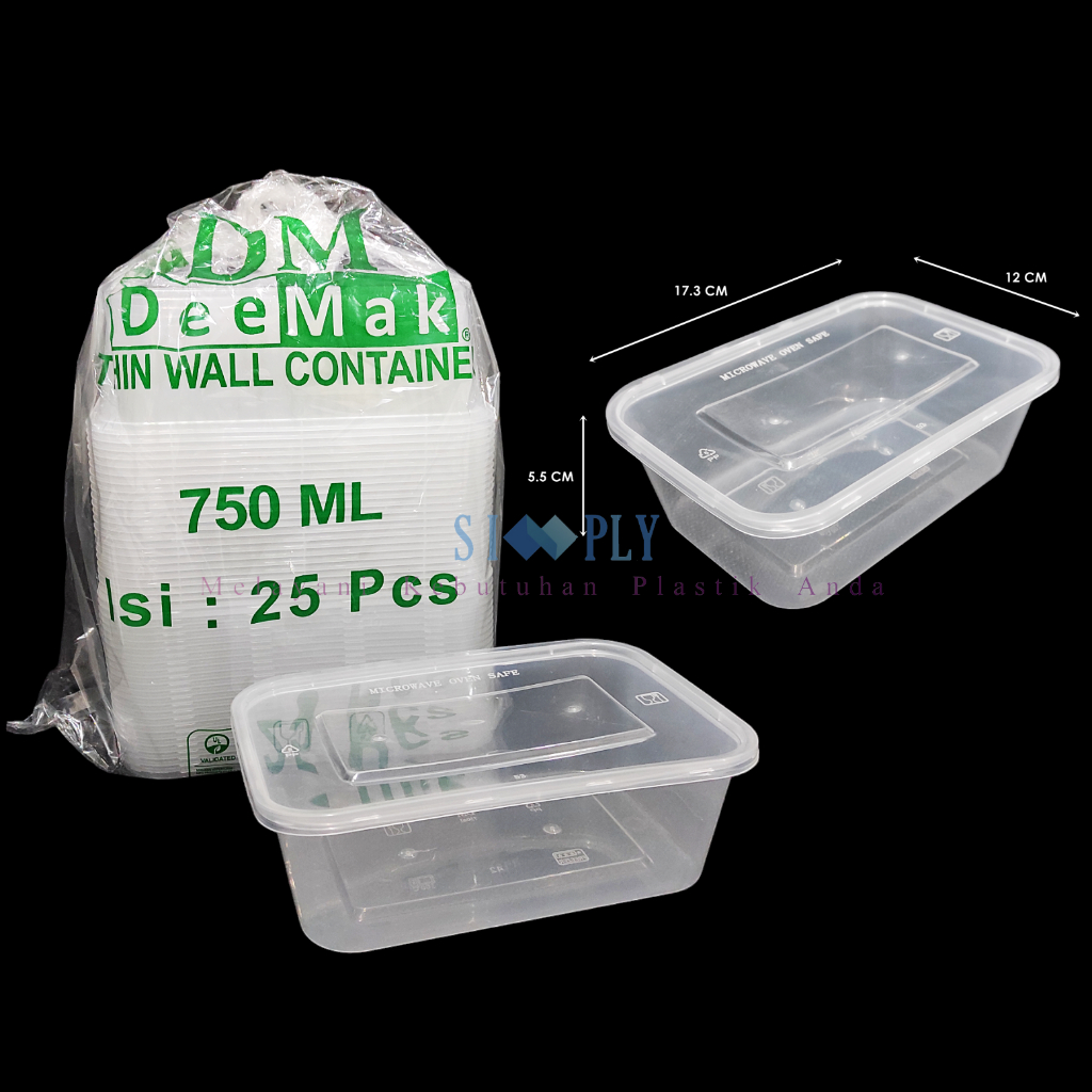 Kotak Makan Plastik Thinwall DM 750ml / DM 750ml REC Rectangle