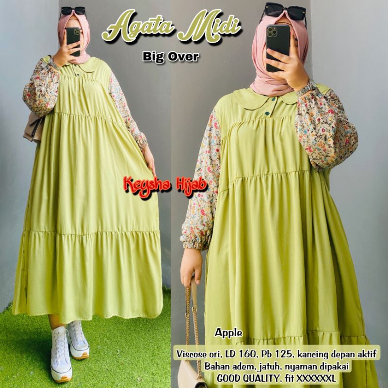 LD:160 ATASAN WANITA AGATA MIDI BIG OVER JUMBO FIT TO 6XL BAHAN RAYON VISCOSE GOOD QUALITY MOTIF BUN
