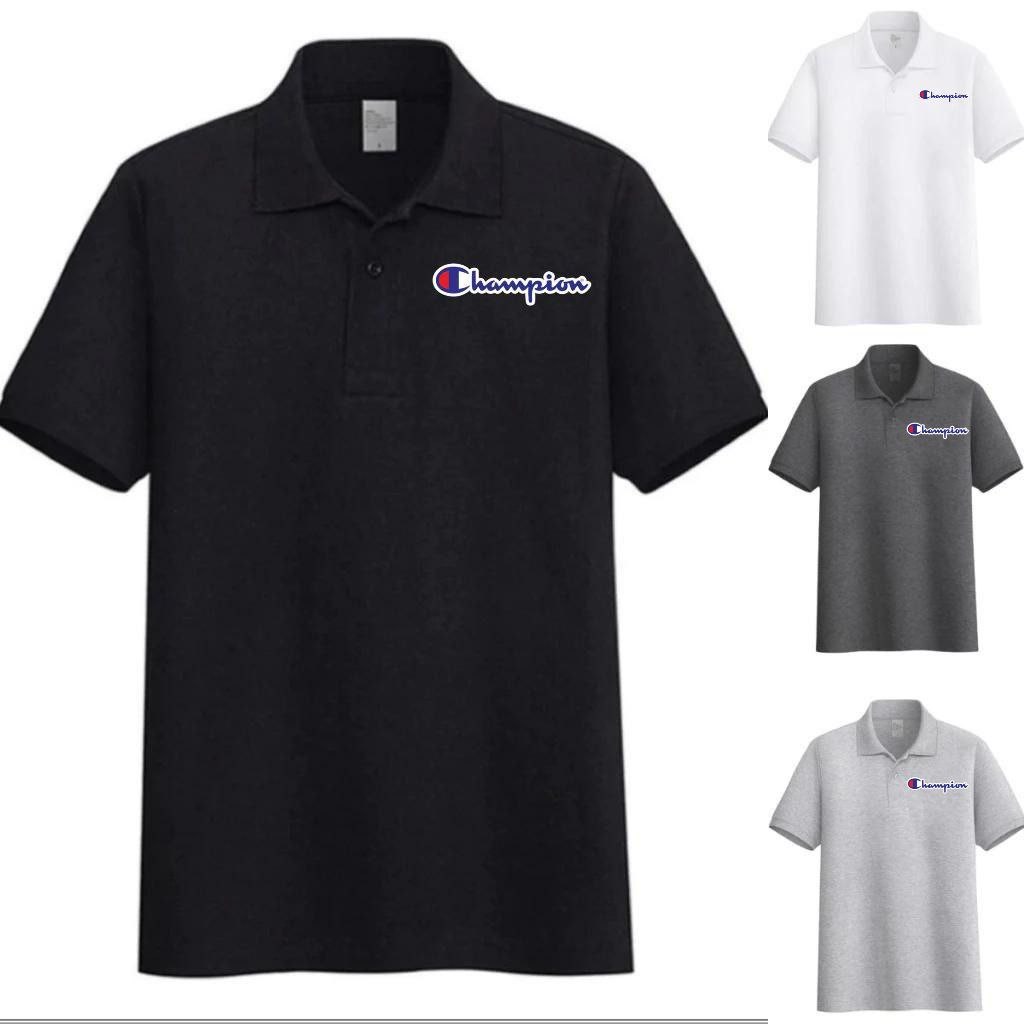 KAOS KERAH POLO SHIRT PRIA WANITA CHAMPION LOGO DTF