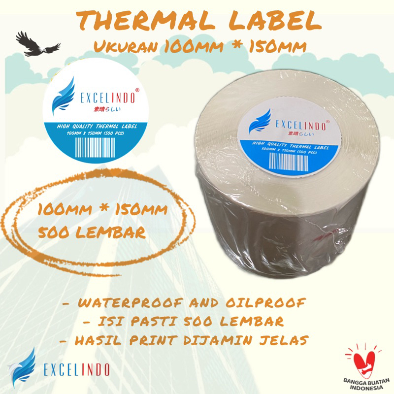 

Thermal Label / Thermal Sticker alas kertas resi online shop 100x150mm isi 250 / 500 lembar