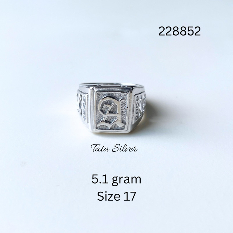 Cincin Laki Perak Huruf A Size 17 (925 Sterling Silver Gold Plated) 228852
