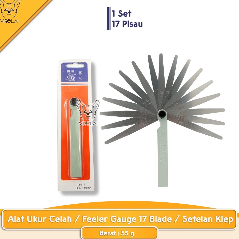 MENARIK Alat Ukur Celah  Feeler 17 Blade  Feeler Puller  Setelan Klep