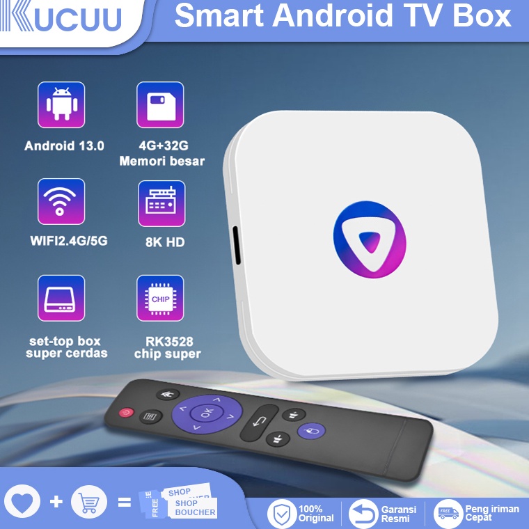 Tren Terbaru KUCUU Android Tv Box Android 13 OS Ram 4gb Rom 32gb Wifi 5G24G Smart Tv Box 8K Ultra HD