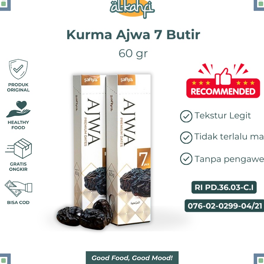Terbaru Kurma Ajwa 7 Butir  Kurma Nabi Premium Original Safiya