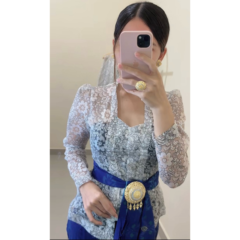 Kebaya Organza Motif Bunga Lukis | Kebaya bali Kebaya Sembahyang Kebaya modern Lengan Panjang Kebaya