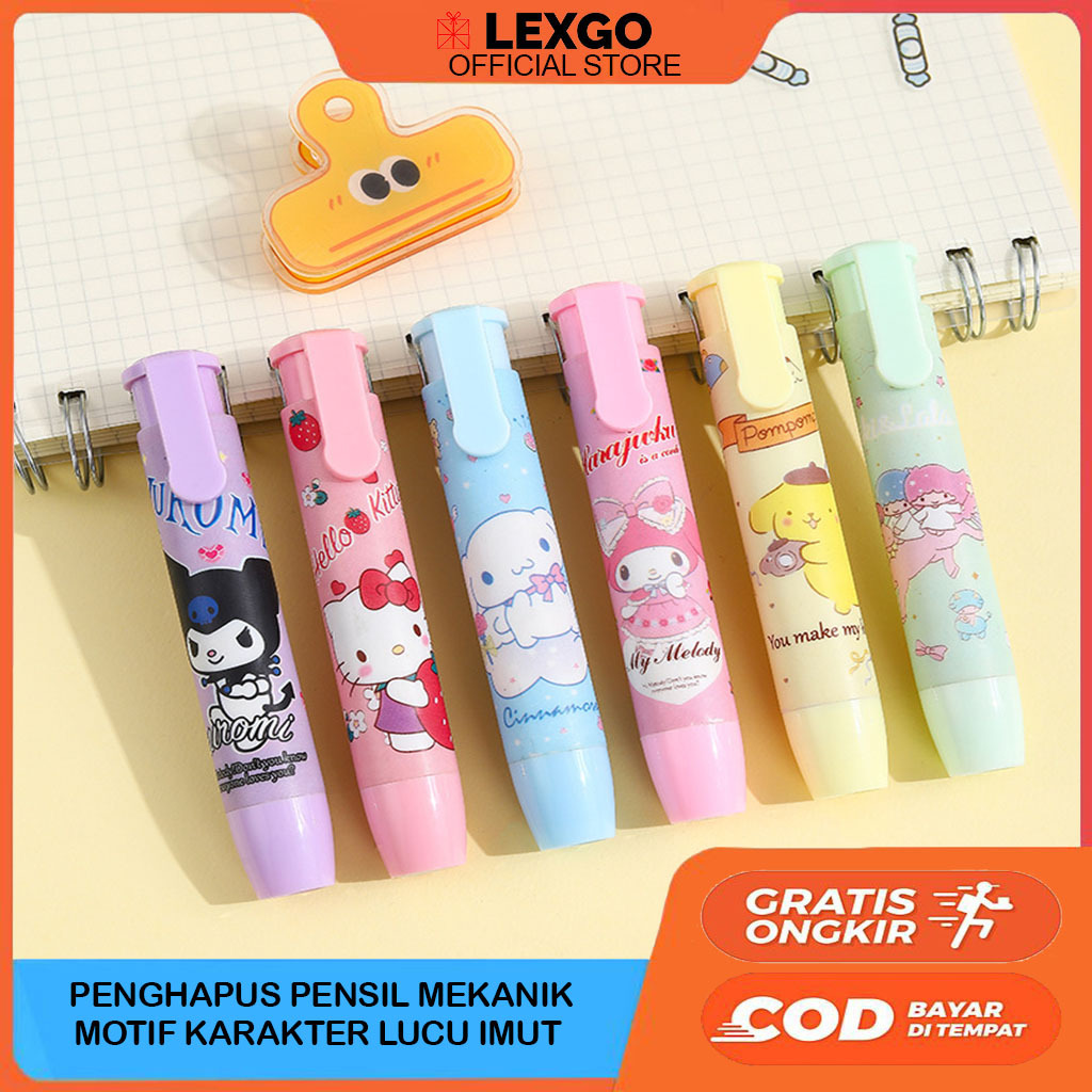 

Penghapus Pensil Mekanik Karakter Mechanical Eraser Lucu Hapusan Eraser Lipstik Retractable Cute Eraser Korean Style Penghapus Bentuk Lipstick / Hapusan Eraser Lipstik