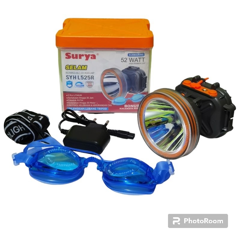 senter Kepala Selam Surya 52Watt SYH L525R ll Senter Kepala Anti Air Tahan hingga 30 Meter ll Senter