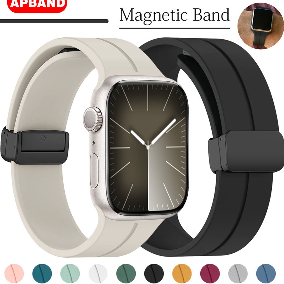 SALE TERBATAS Magnetic Buckle Silicone Strap for Apple Watch UltraUltra 2 49mm 45mm 41mm Series 9 8 