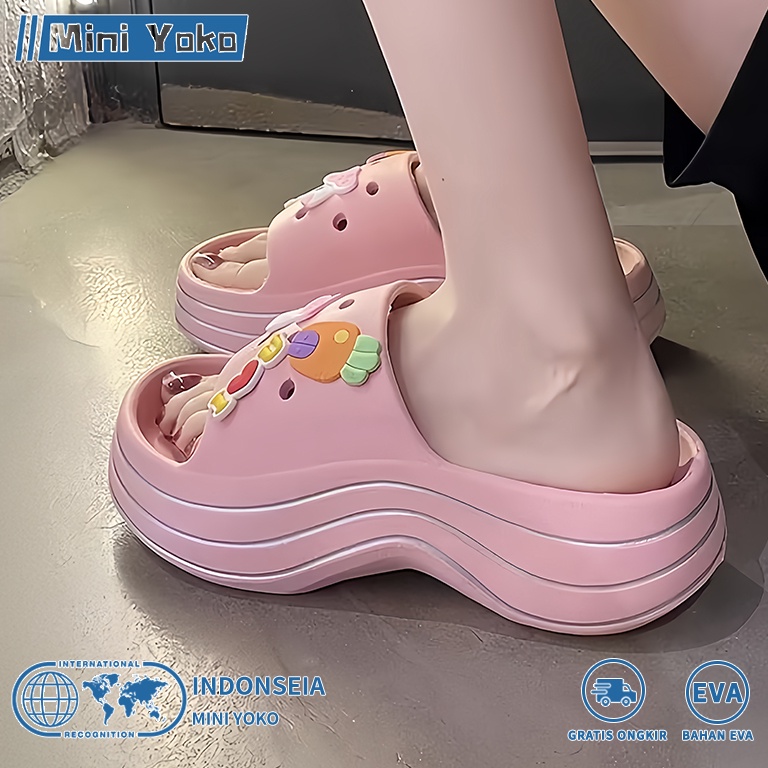 Murah Meriah Mini Yoko Sandal Jelly Wanita Wedges Tinggi Murah Sandal Karet Perempuan Dewasa Sepatu 