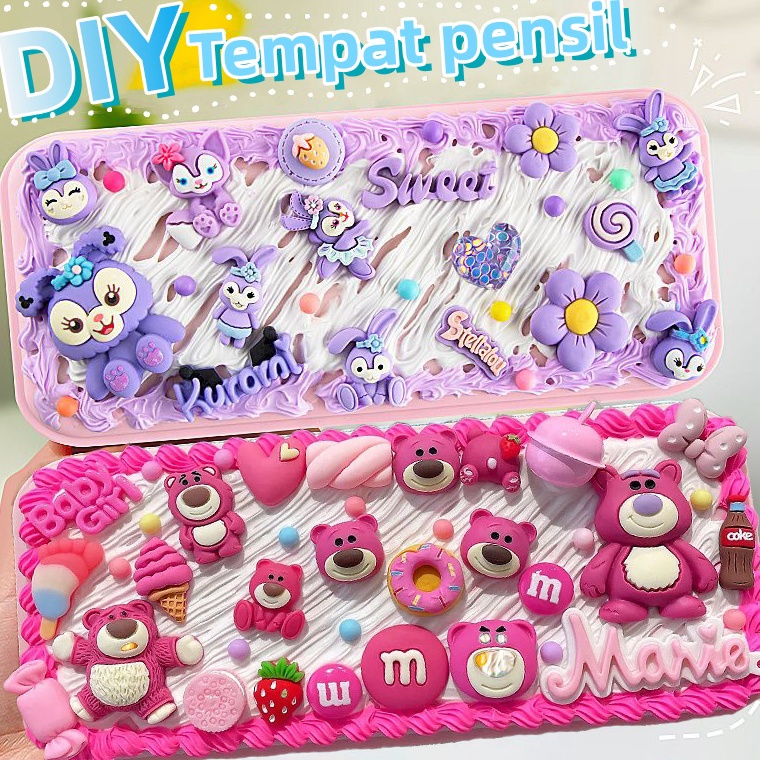 

JYM767 TOK SIAP COD DIY Deco Cream KitTetapkan Kotak PenTempat pensil menghias Deco Cream Clay Kotak Stationery Pake Handmade