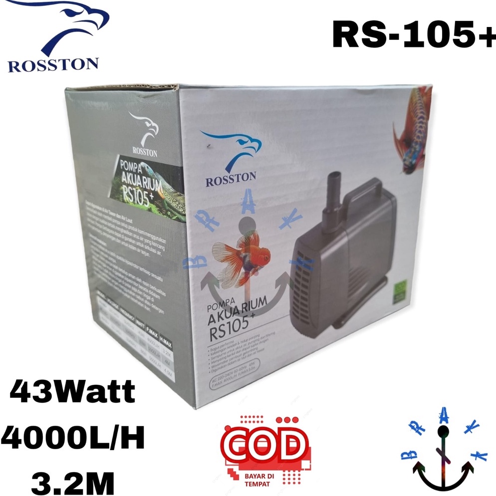 Terlaris Pompa Air Celup Submersible Pump Kolam 4 Liter Ikan Hemat Listrik 43 WATT Rosston RS 15