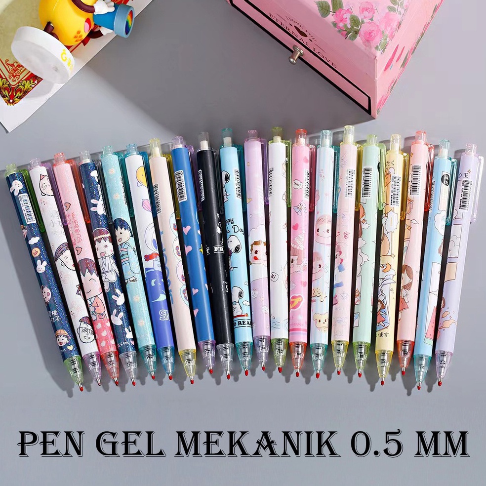 

JRH282 STAR ED 1 LUSIN 12 BIJI PULPEN GEL MEKANIK MOTIF CARTOON PEN GEL MEKANIK LUCU PULPEN AESTHETIC