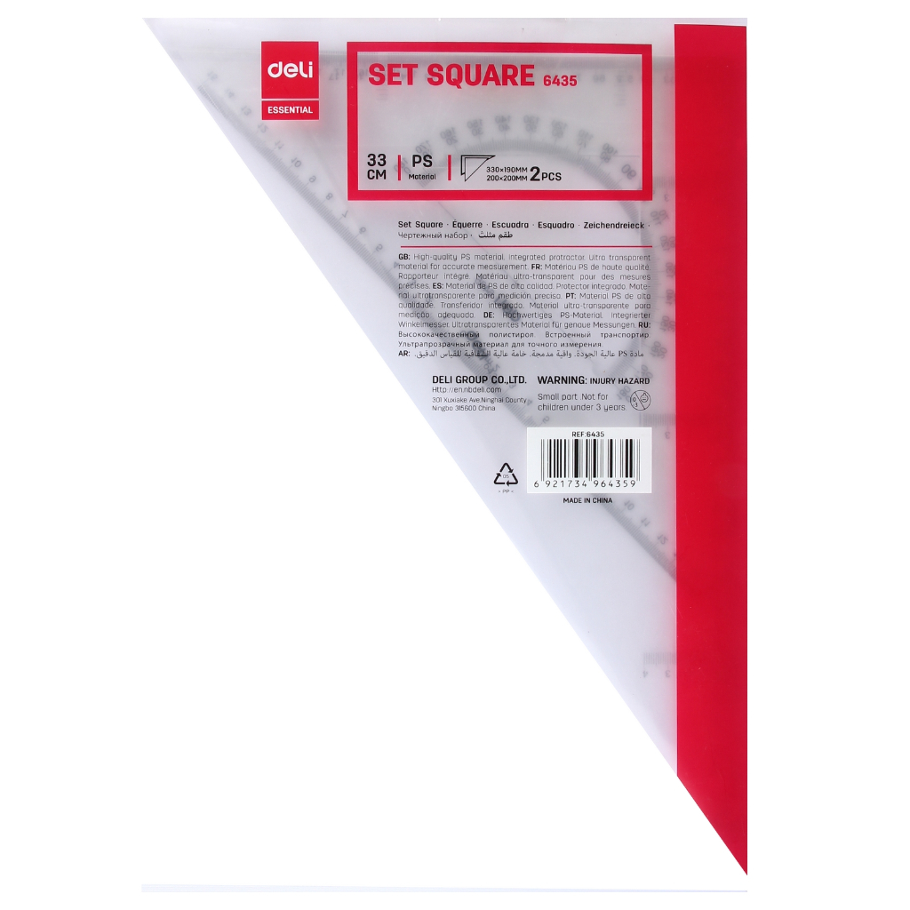 

Penggaris Mistar Segitiga DELI Set Square 30 cm x 33 cm 6435