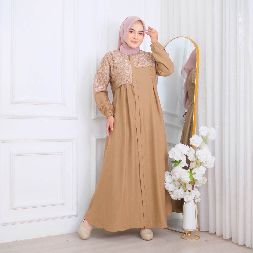 NEW INARA DRESS - GAMIS DRESS POLO LINEN MIX BROKAT PREMIUM BUSUI