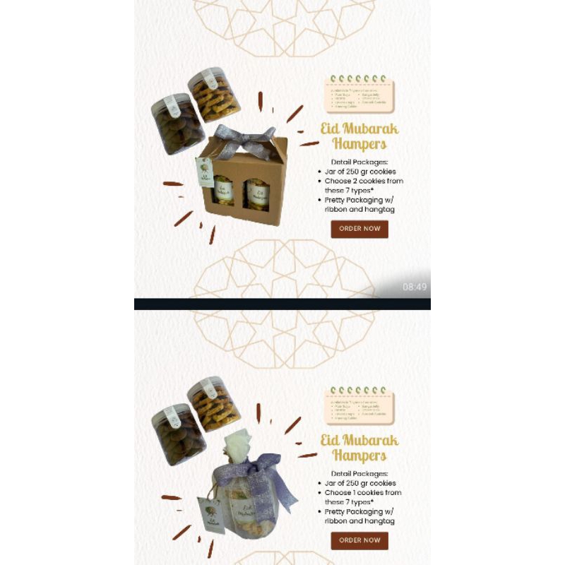 

Hampers paket kue kering roombutter Nastar, thumbprint, choco stick, palm cookies, kacang coklat