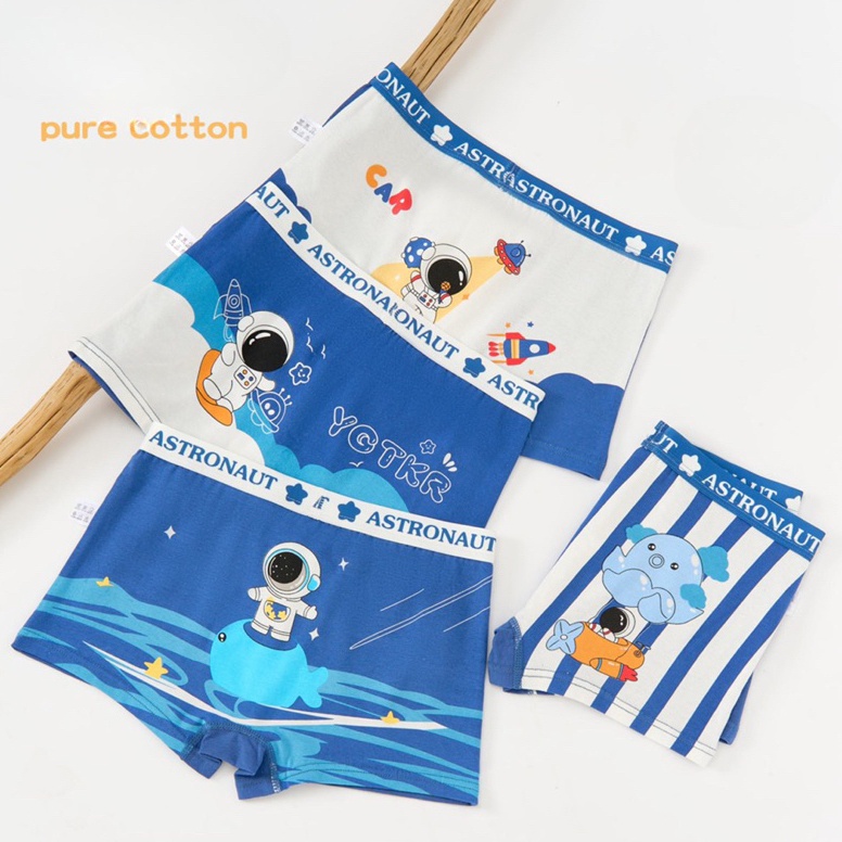 WKV579  Kikidoo 4 Pcs Celana Dalam Boxer Anak Cowok Katun NEW SERIES BAL38