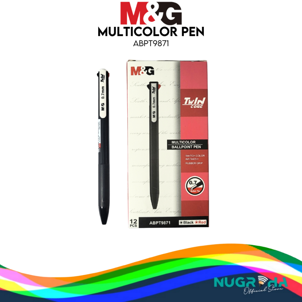 

M&G ABPT9871 Twin Ballpoint Pena Pen Pulpen Retractable Klik Hitam Merah