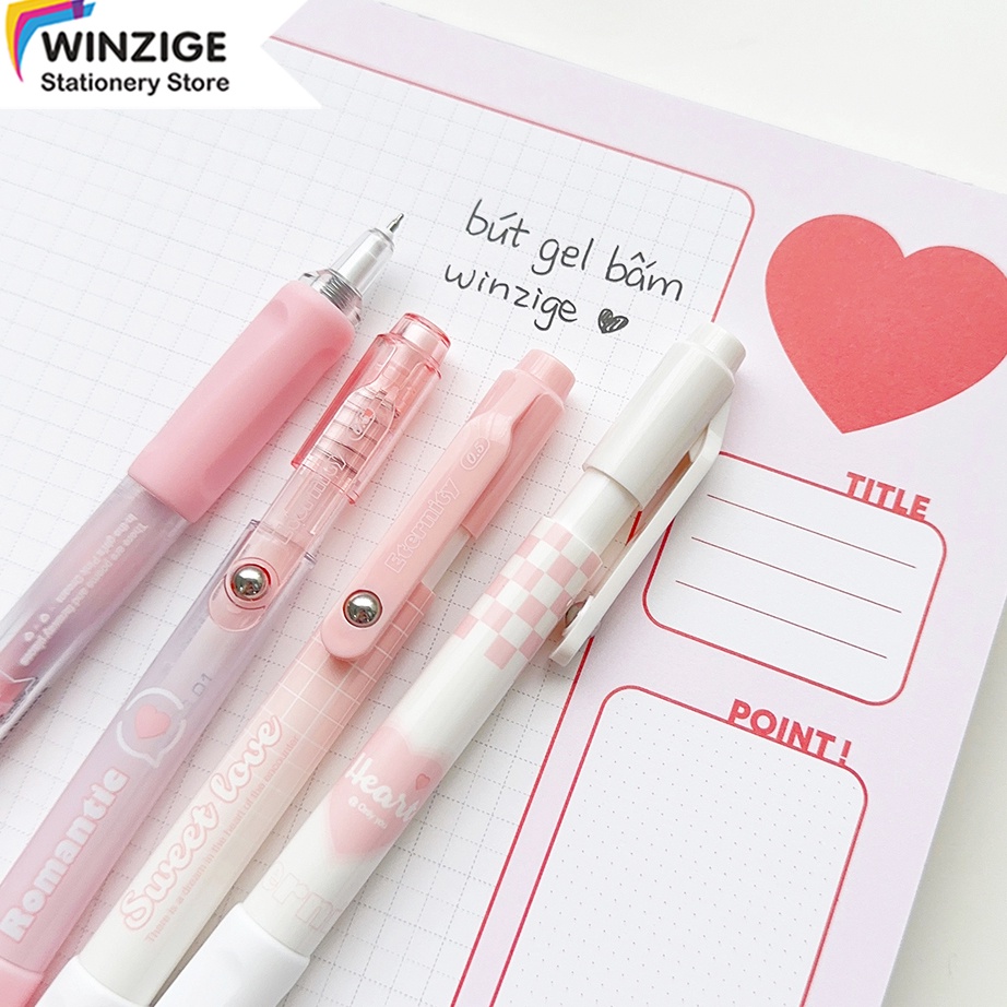 

PSE598 GROSIR Winzige MURA 4pcs pulpen gel aesthetic 5mm pulpen lucu retractable gel pens pen mekanik tinta hitam