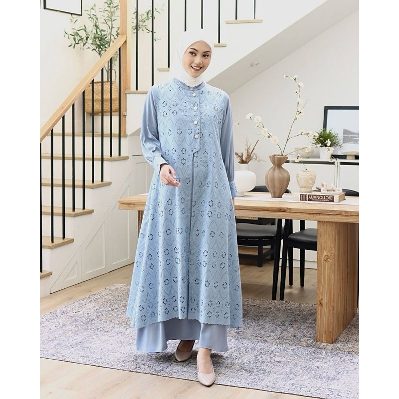 Gamis Katun Bordir Bolong Mix Kinara Crepe Premium | Gamis Katun Bolong Import | Gamis Katbol Terbar