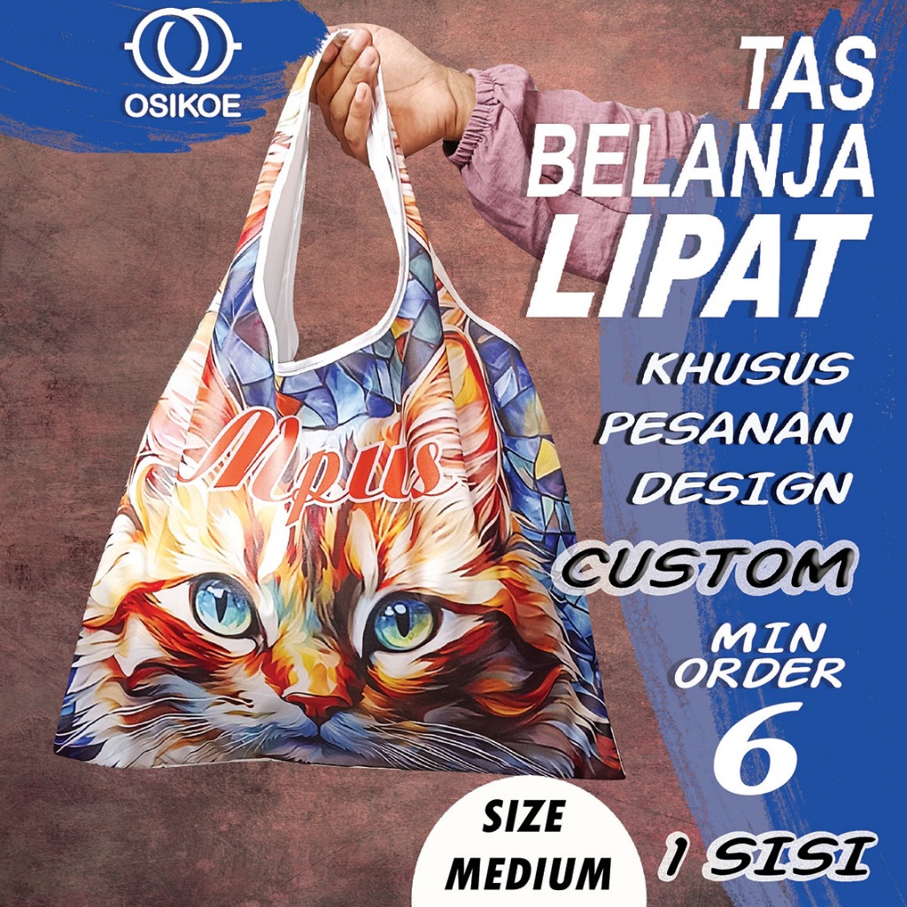 Shopping Bag  Tas Belanja Size Medium 1 SISI / Bisa Custom Motif / Shopping Bag Custom/ Tas Jinjing 