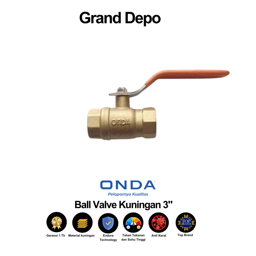 Onda Ball Valve Kuningan 3" / Ball Valve Onda / Stop Kran Kuningan Onda