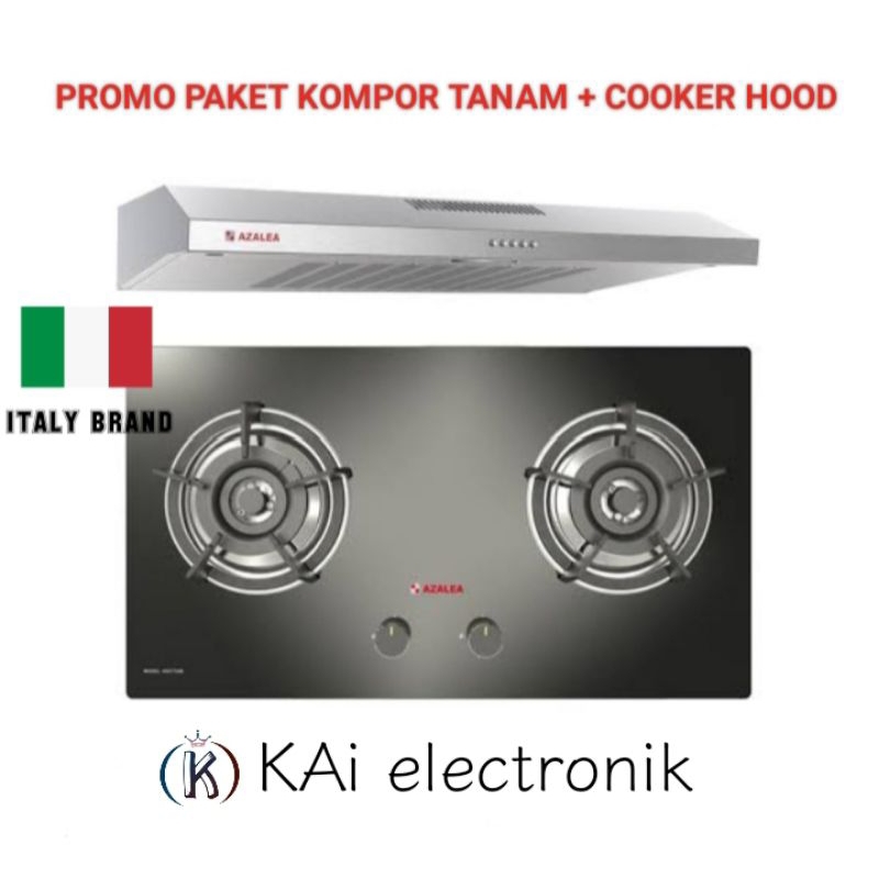 kompor tanam gas + cooker hood AZALEA (2 tungku + hood 90cm)