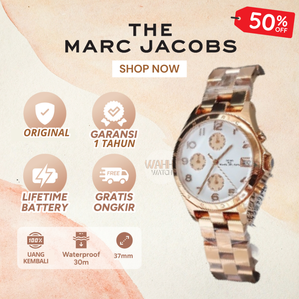 [ORIGINAL]-[COD] ✅ Jam Tangan Marc Jacobs MJ3074 Ladies Rose Gold Dial White Watch [BERGARANSI]