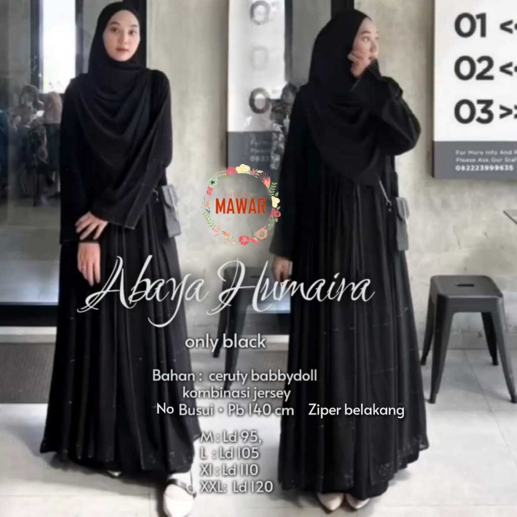 Abaya Hitam Turkey Modern Mewah Elegan Baju Lebaran 2024
