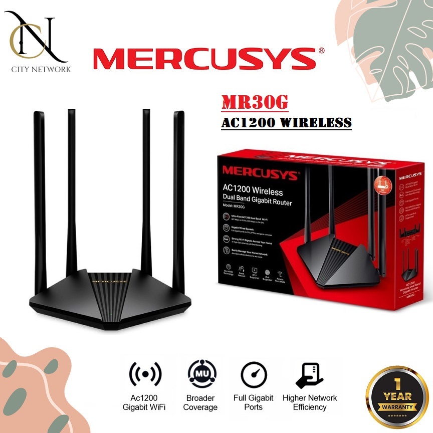 MERCUSYS MR30G AC1200 WIRELESS DUAL BAND GIGABIT ROUTER MR30 30G 30