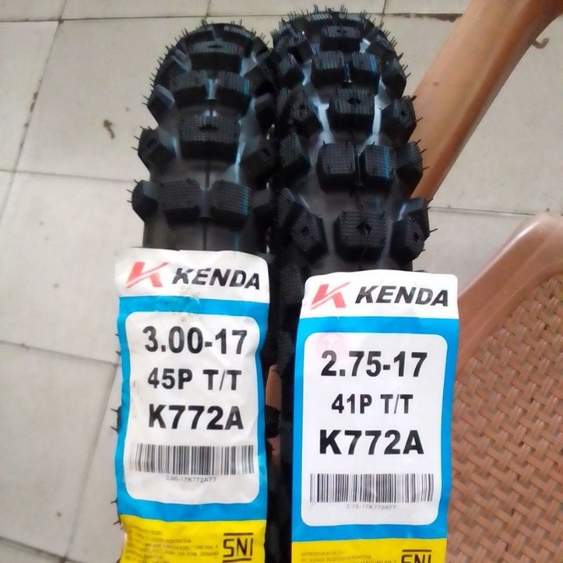 ban trail kenda k772 ring 17 sepasang depan dan belakang ukuran 275/17 dan 300/17