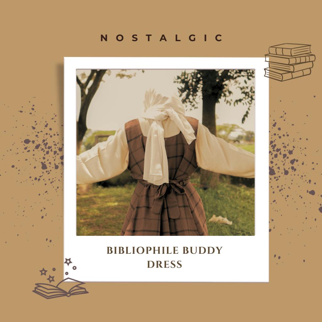 Gamis Overall Bibliophile Buddy Dress Kotak-kotak Gamis Wanita Vintage Kekinian Formal Mewah Remaja 