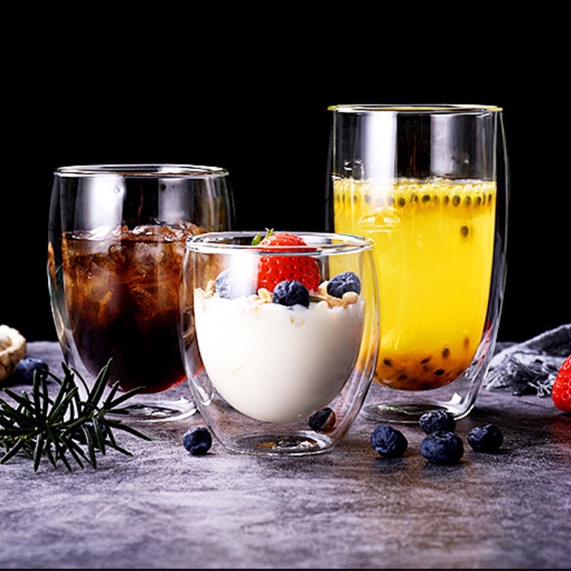 SUPERMARKET IMPORT Gelas Kopi Gelas Kaca Gelas Double Wall Borosilicate Gelas Kekinian Double Layer 