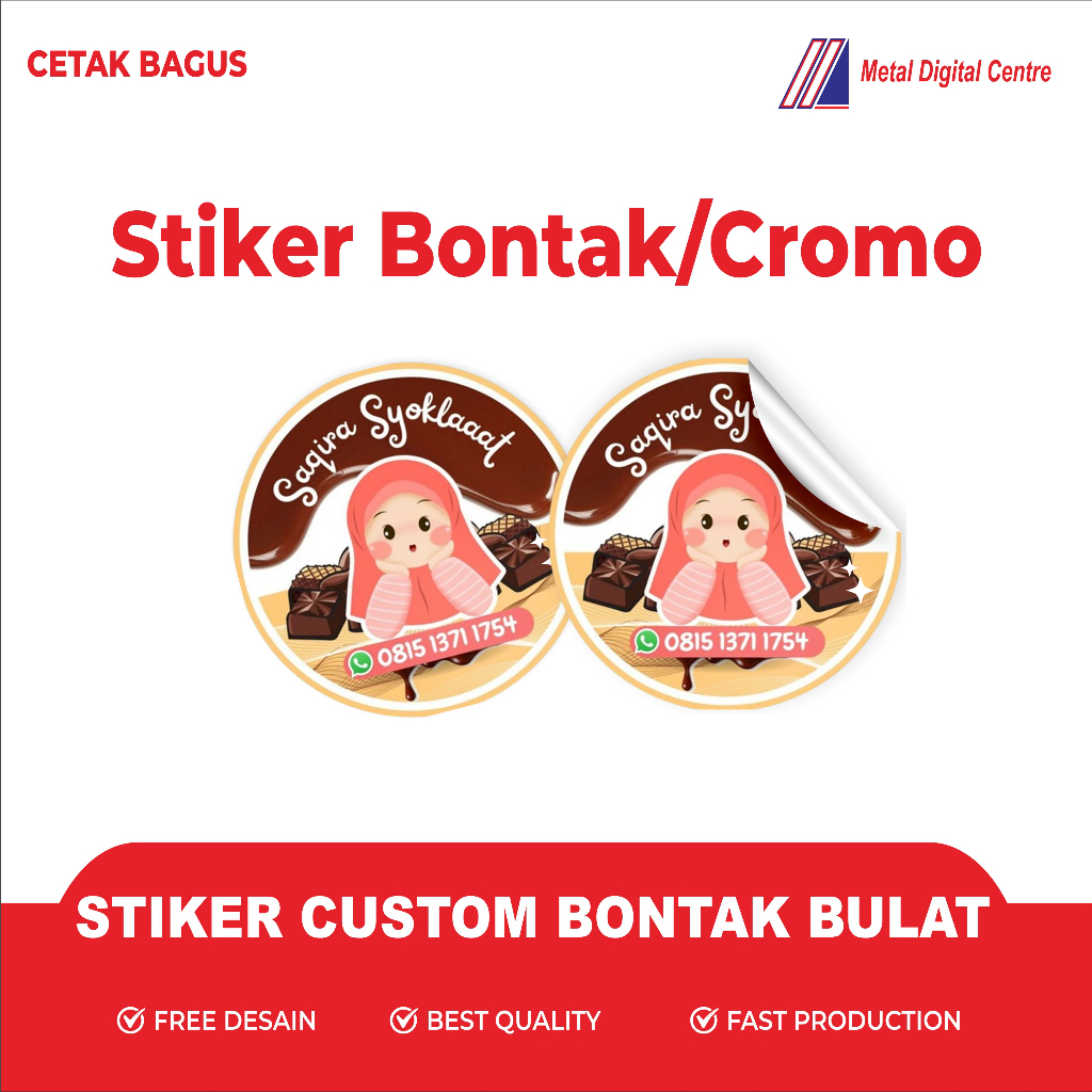 

Cetak Stiker BONTAK / CROMO ( CUTTING BULAT ) Cetak Stiker Label Kemasan Makanan Minuman Murah