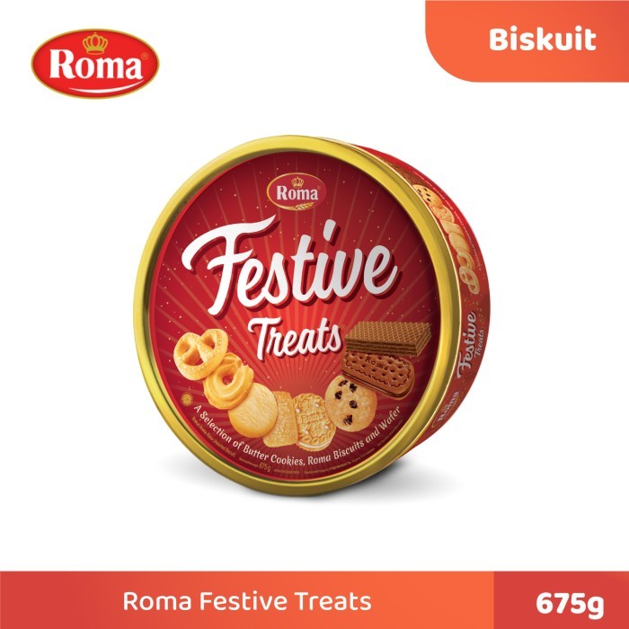 

Biskuit Roma Festive Treats 675 Gram kue kaleng lebaran