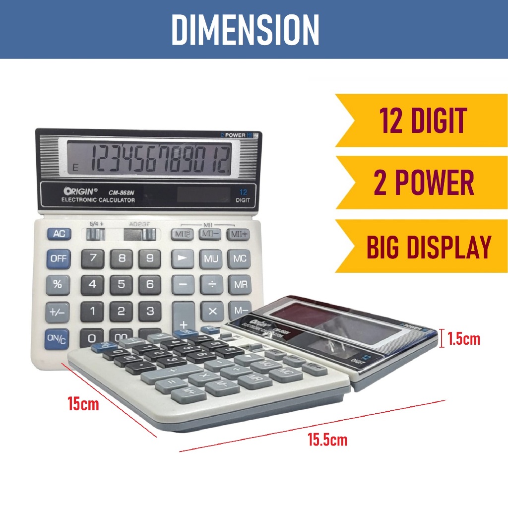 

Electronic Calculator CM-868N / Kalkulator Besar / Kalkulator 2 Power / Kalkulator Meja