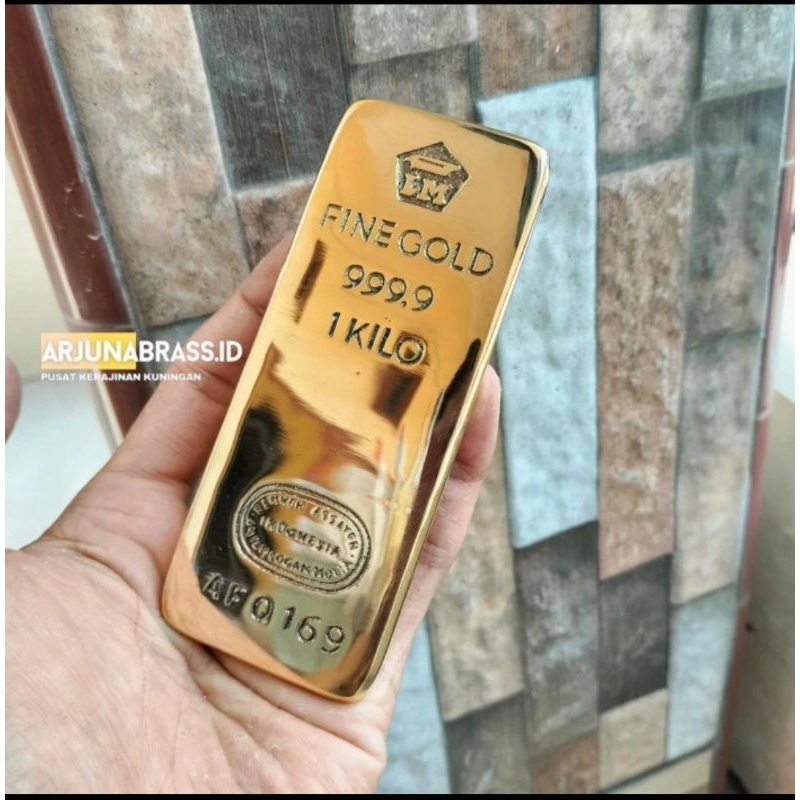Miniatur Emas Batangan Kuningan Antam 999.9