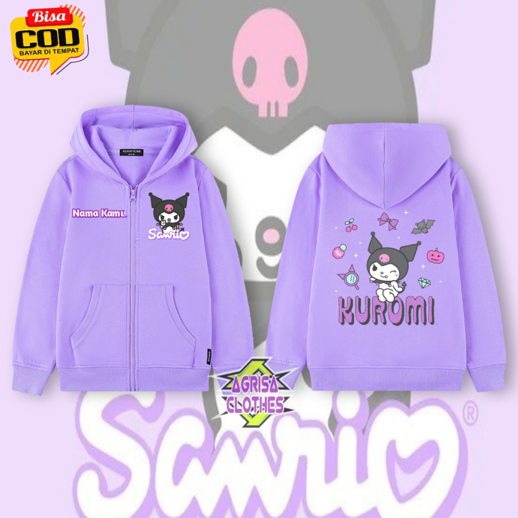 Hoodie Ziper Anak Sanrio Kuromi/Hoodie Ziper Sanrio Kuromi